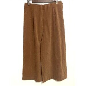 Women's Size 10 Brown Culotte Pants Wide Leg Side Zip Stretch
